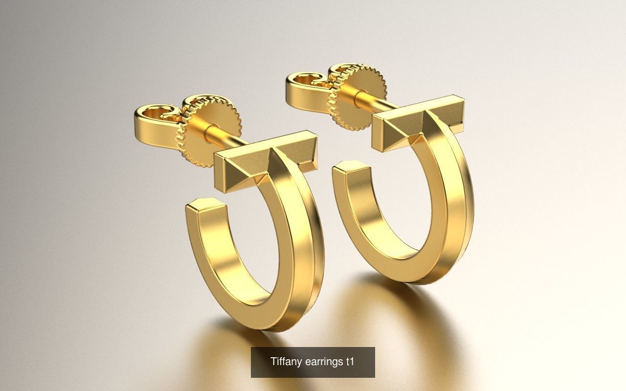 Tiffany lock t t1 earrings bracelet pendant 3D Model Collection_3