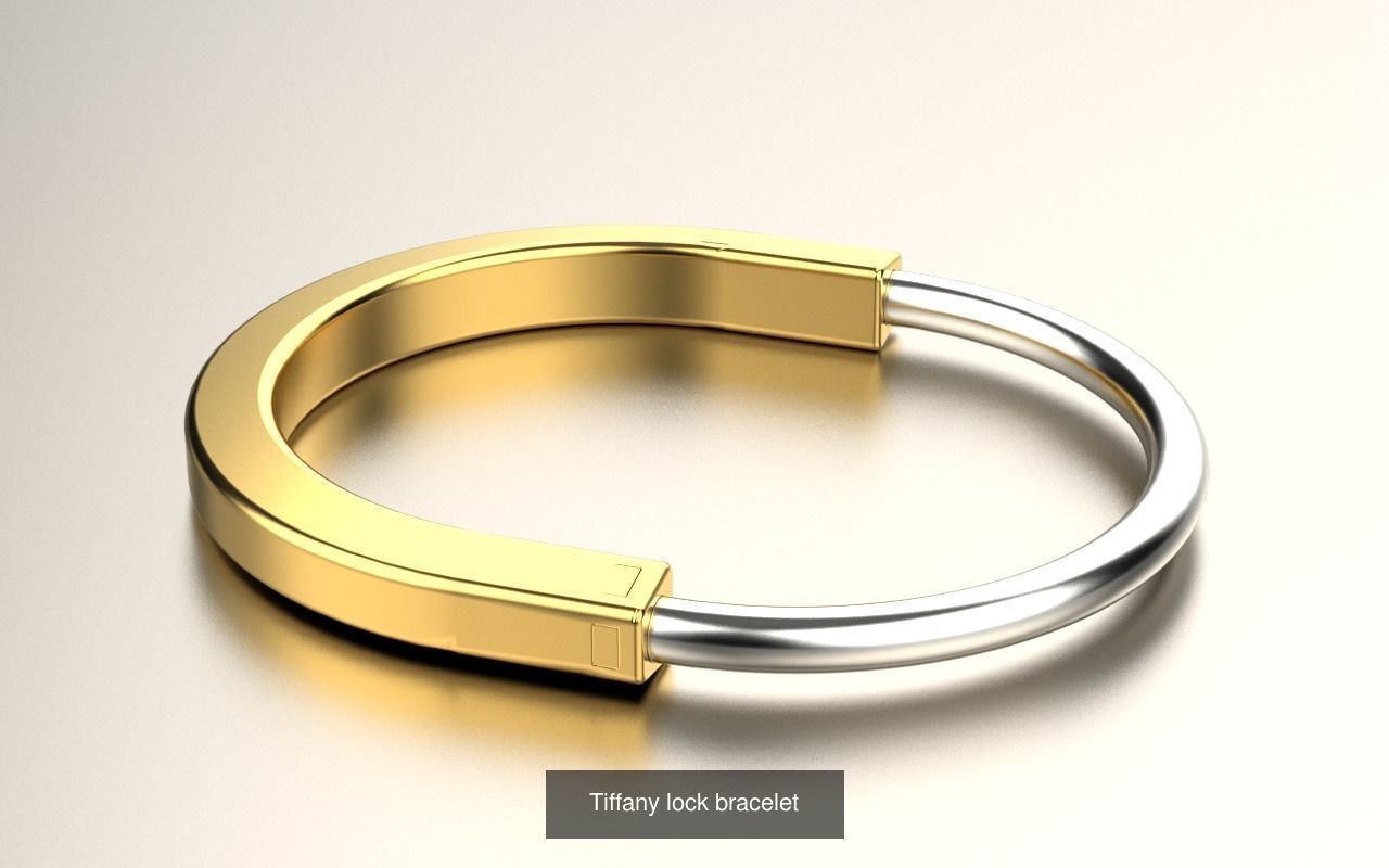 Tiffany lock t t1 earrings bracelet pendant 3D Model Collection_5