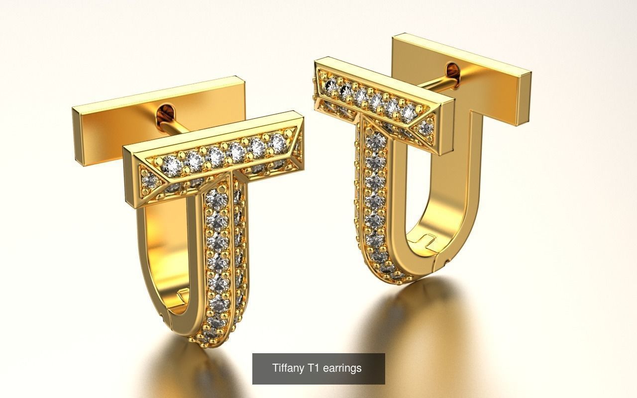 Tiffany lock t t1 earrings bracelet pendant 3D Model Collection_9