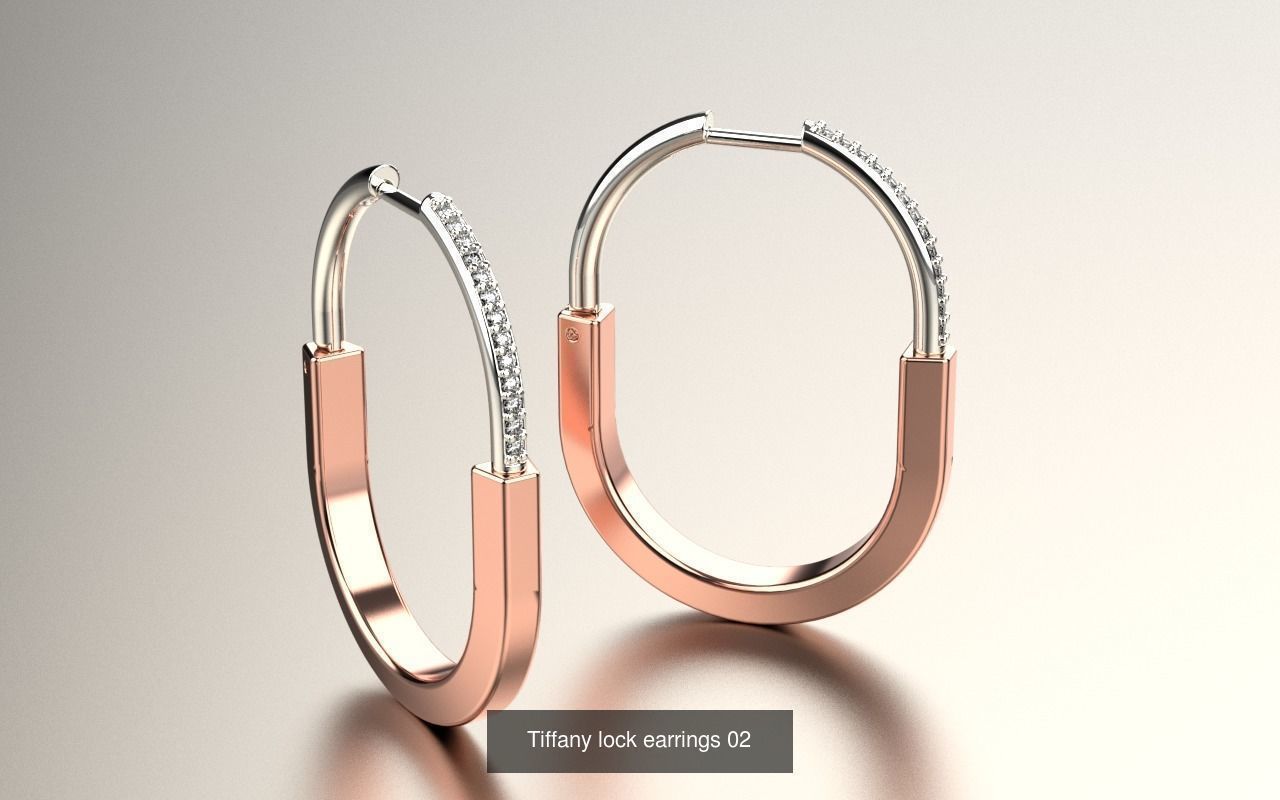 Tiffany lock t t1 earrings bracelet pendant 3D Model Collection_7