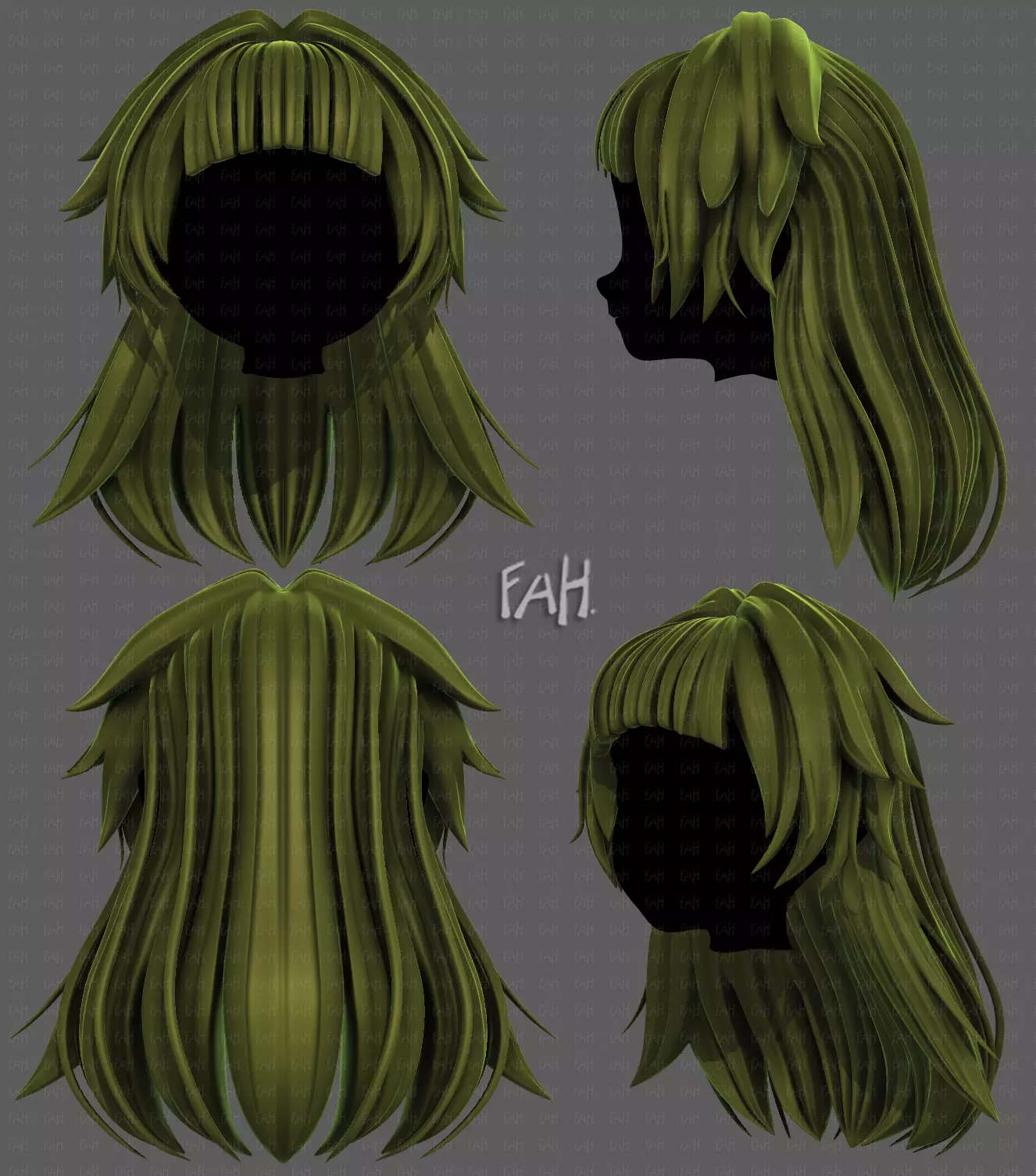 3D Hair style for girl V124 Low-poly 3D model