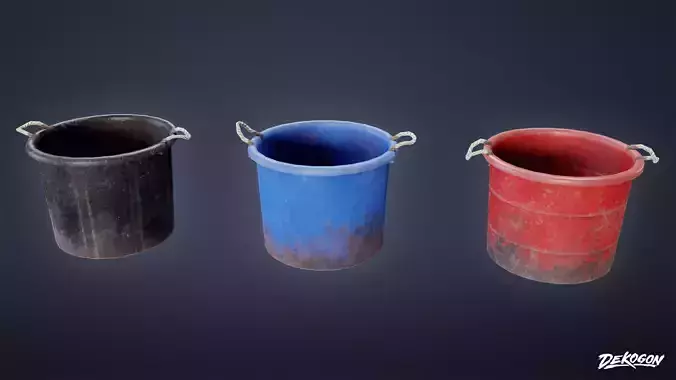 TOOLSHED - Buckets 02 - LOW POLY Low-poly 3D model
