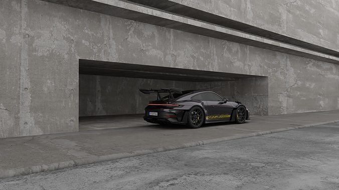 Concrete Car Scene - 3D Blender File 3D model