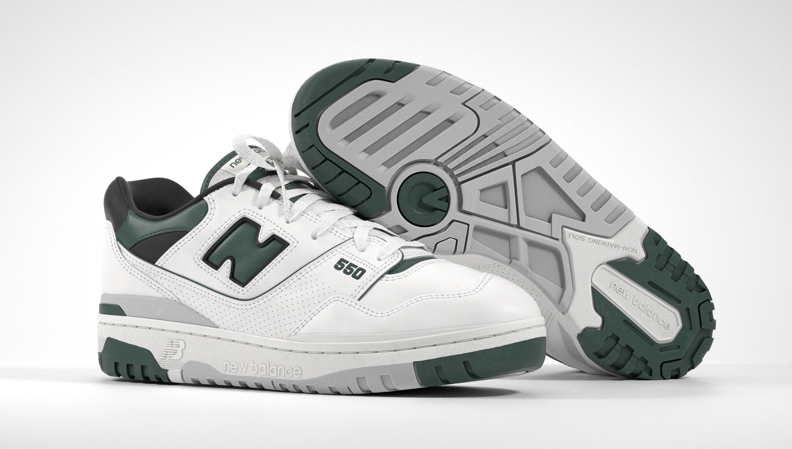 New Balance 550 Dark Green Sneaker 3D model_4