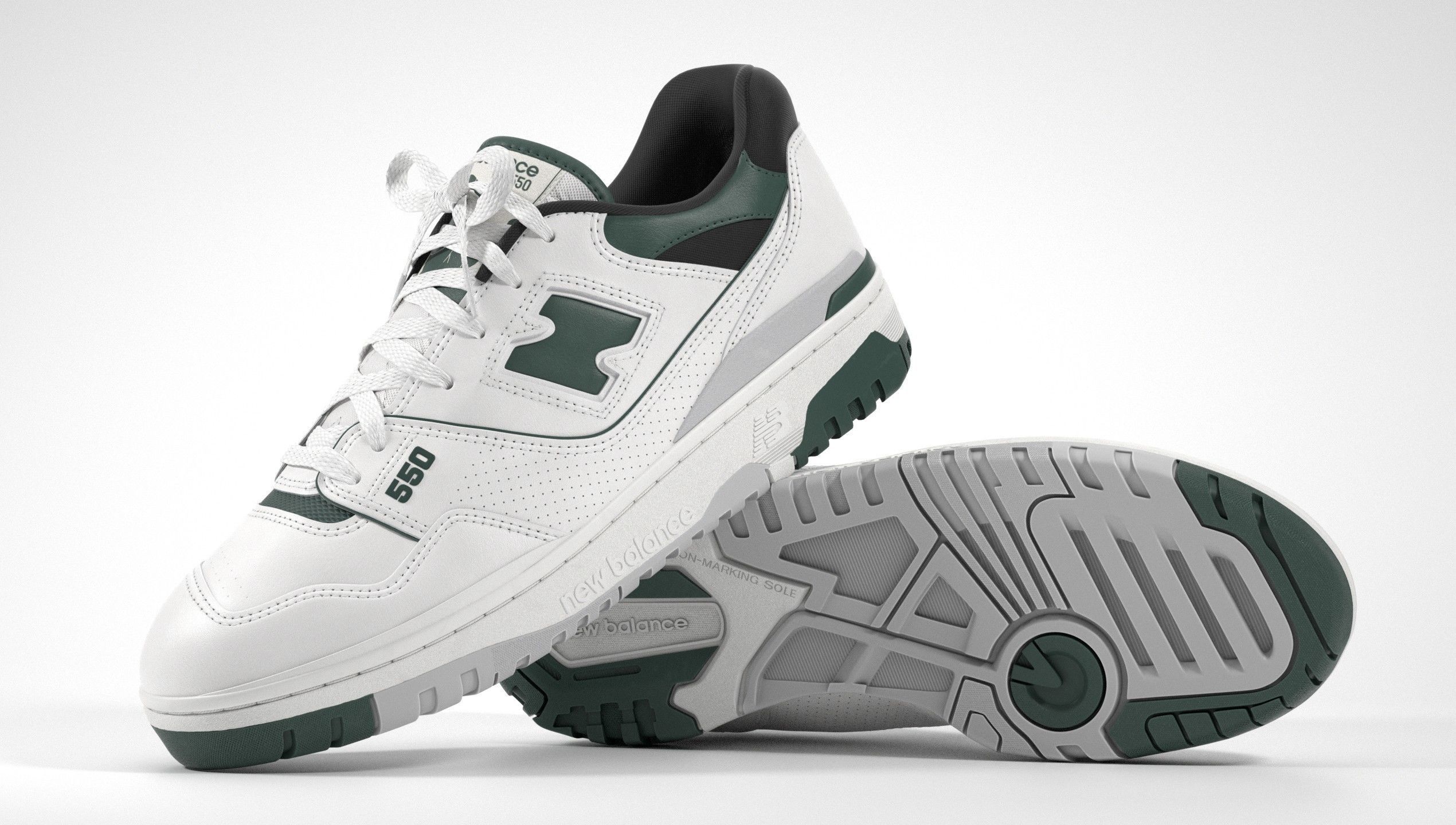 New Balance 550 Dark Green Sneaker 3D model_24