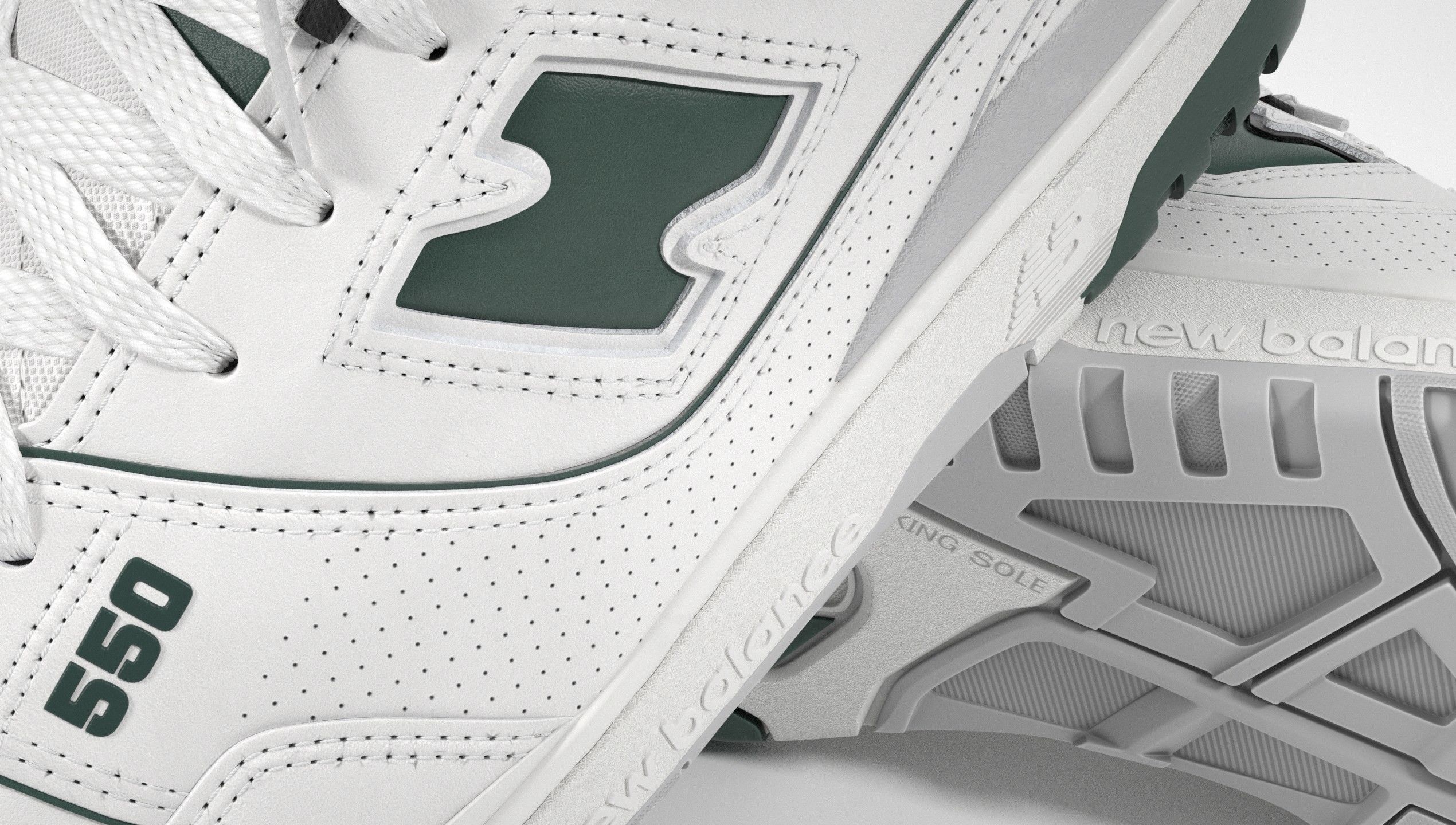 New Balance 550 Dark Green Sneaker 3D model_29