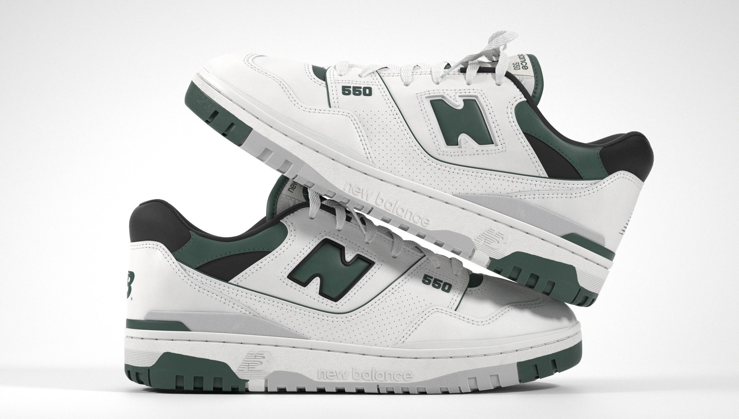 New Balance 550 Dark Green Sneaker 3D model_11