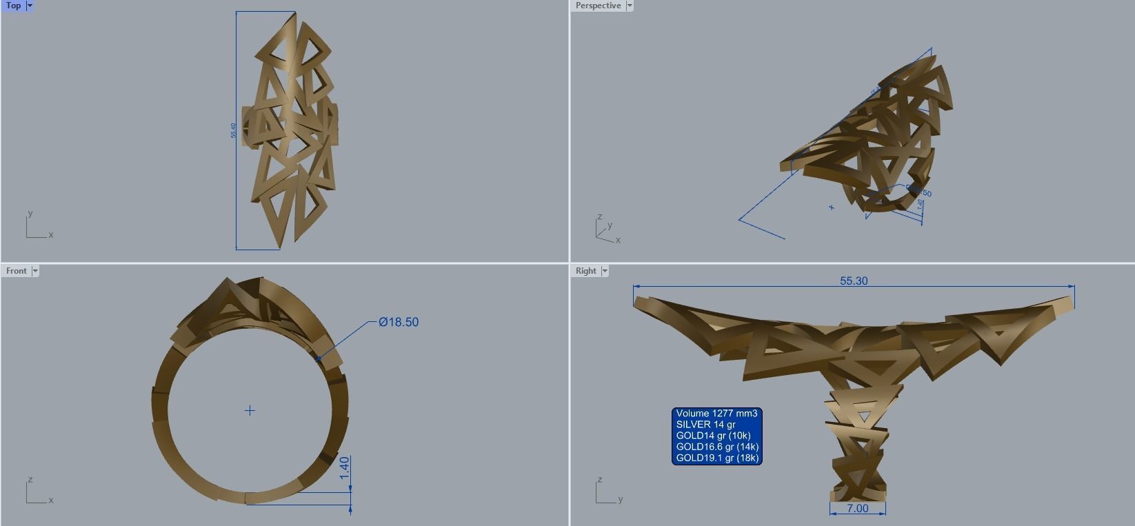 R 148 Intertwining triangles  3D print model_12