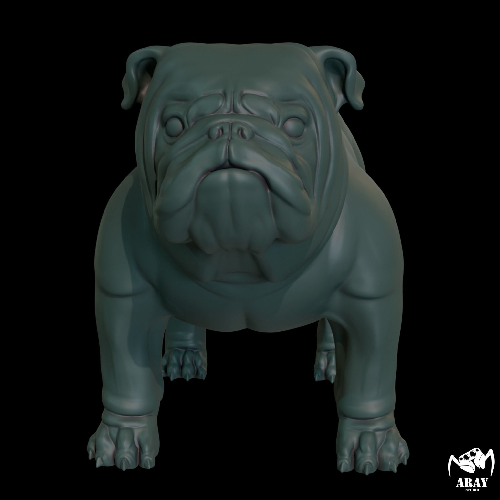 English Bulldog stand pose 3D print model_1