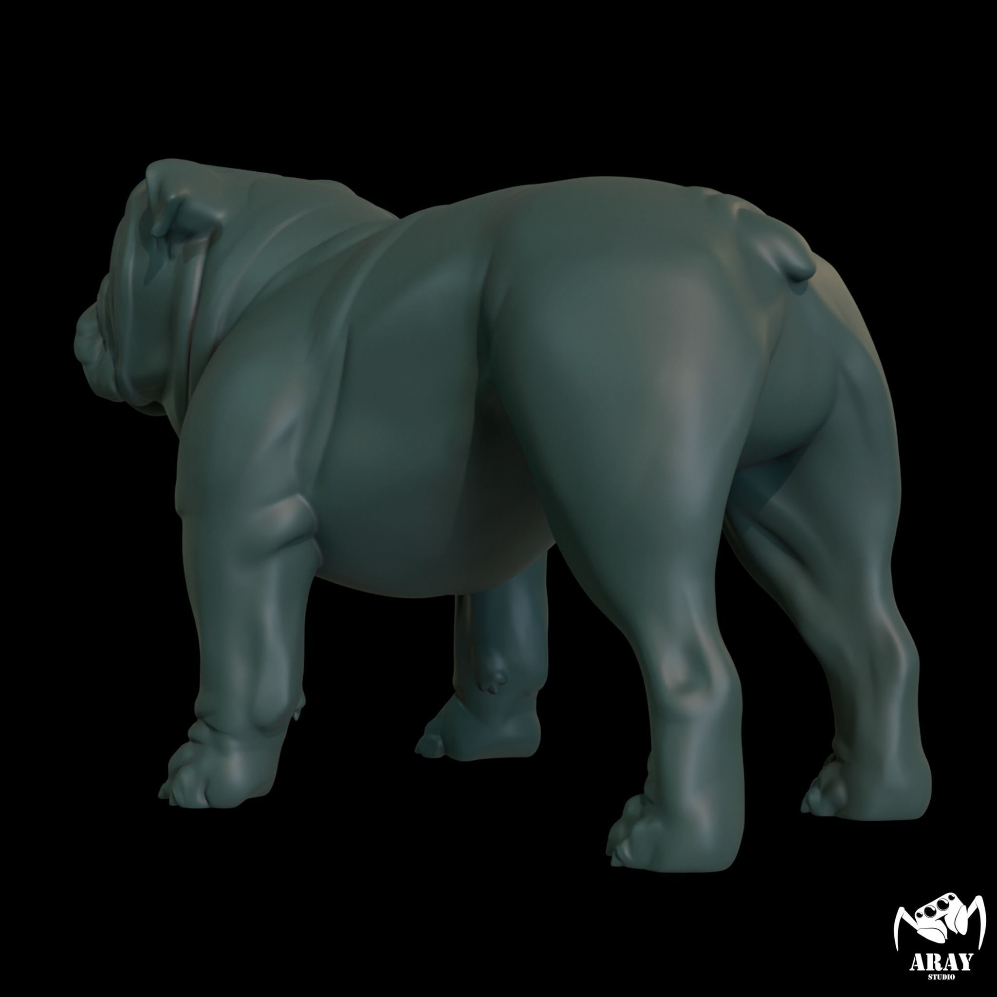 English Bulldog stand pose 3D print model_4
