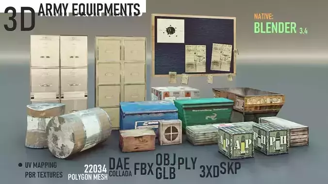 Ammo Boxes Low-poly 3D model
