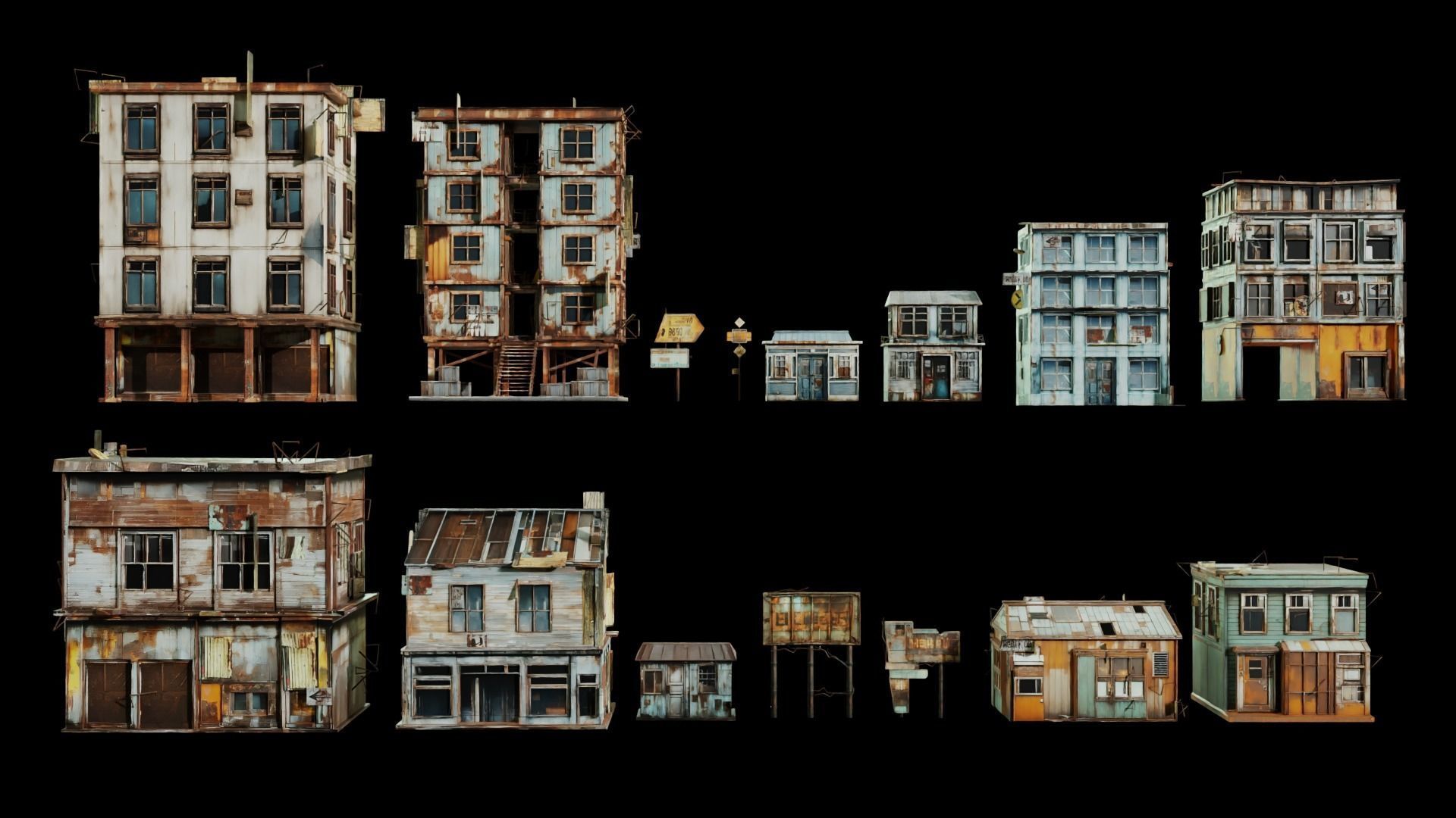 Old building collection V3 Low-poly 3D model_11