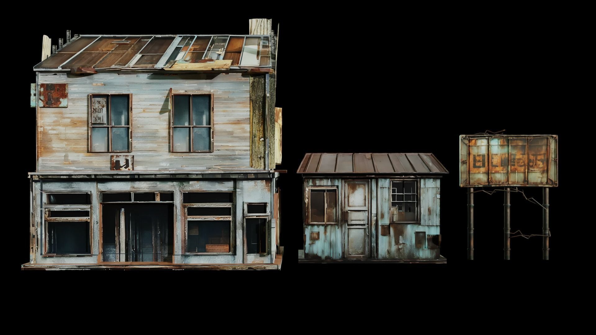 Old building collection V3 Low-poly 3D model_4