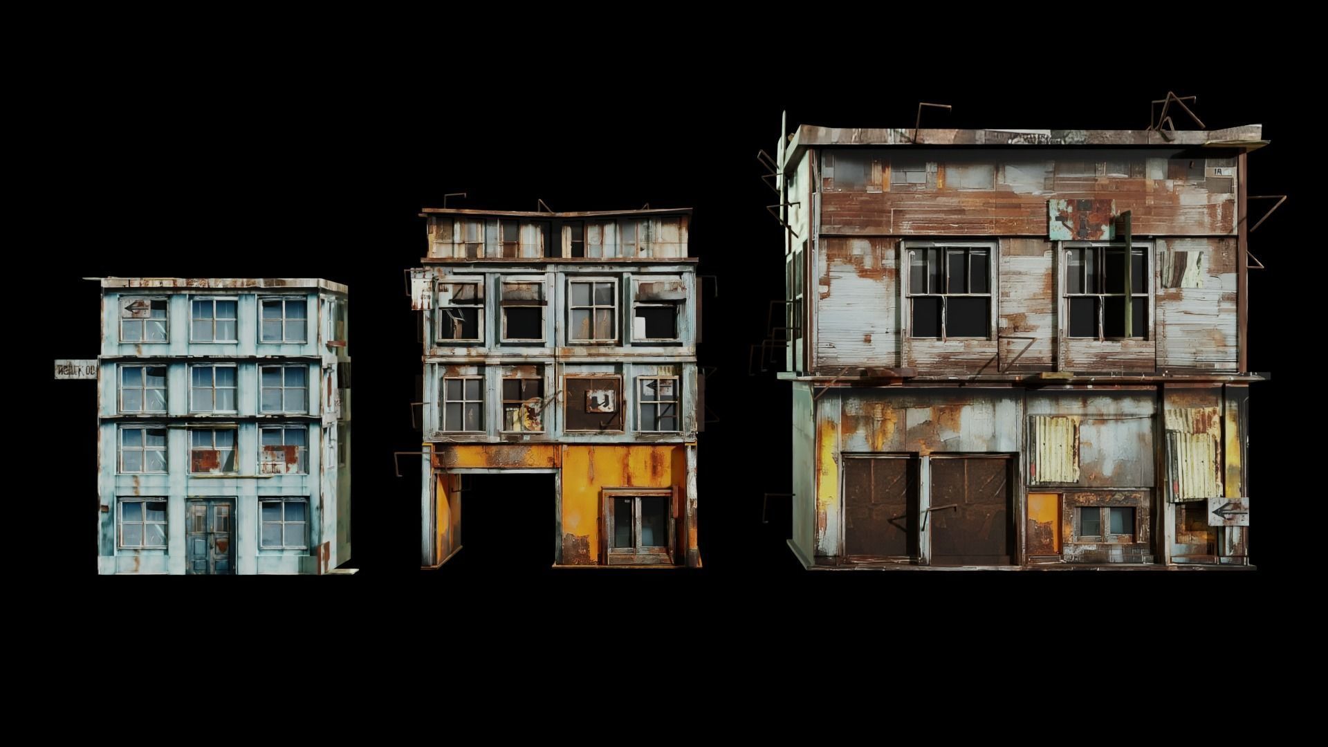 Old building collection V3 Low-poly 3D model_10