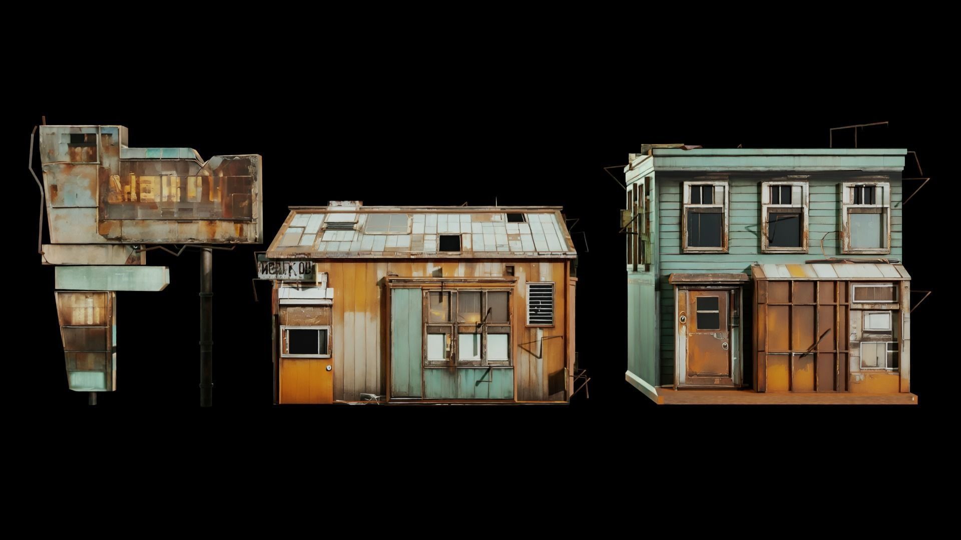 Old building collection V3 Low-poly 3D model_9