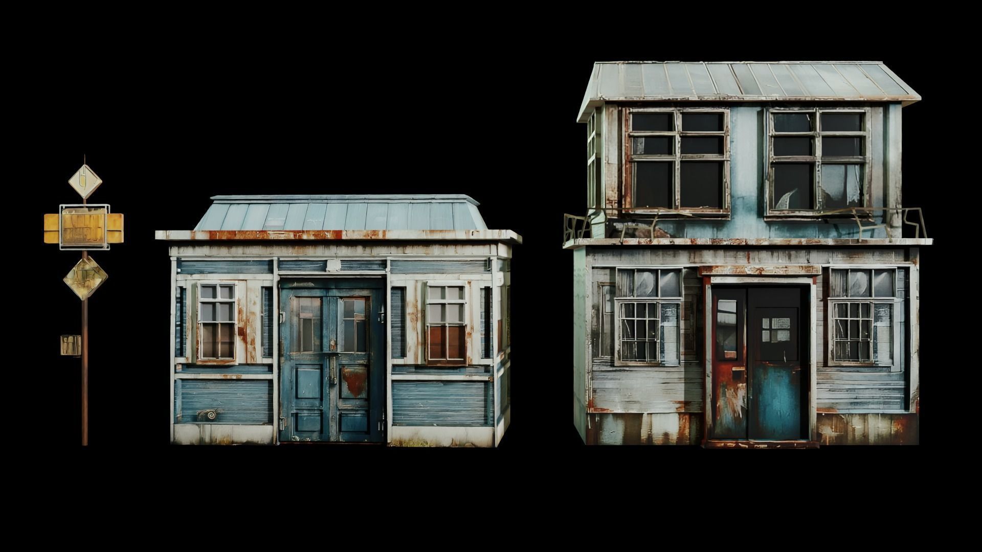 Old building collection V3 Low-poly 3D model_6