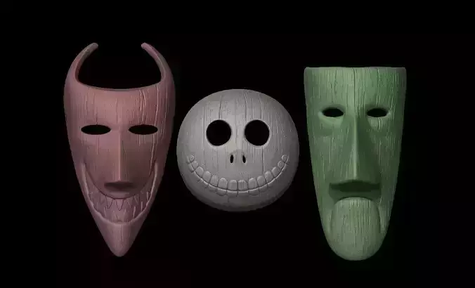MASCARAS LOCK SHOCK BARREL - THE NIGHTMARE BEFORE CHRISTMAS 3D print model