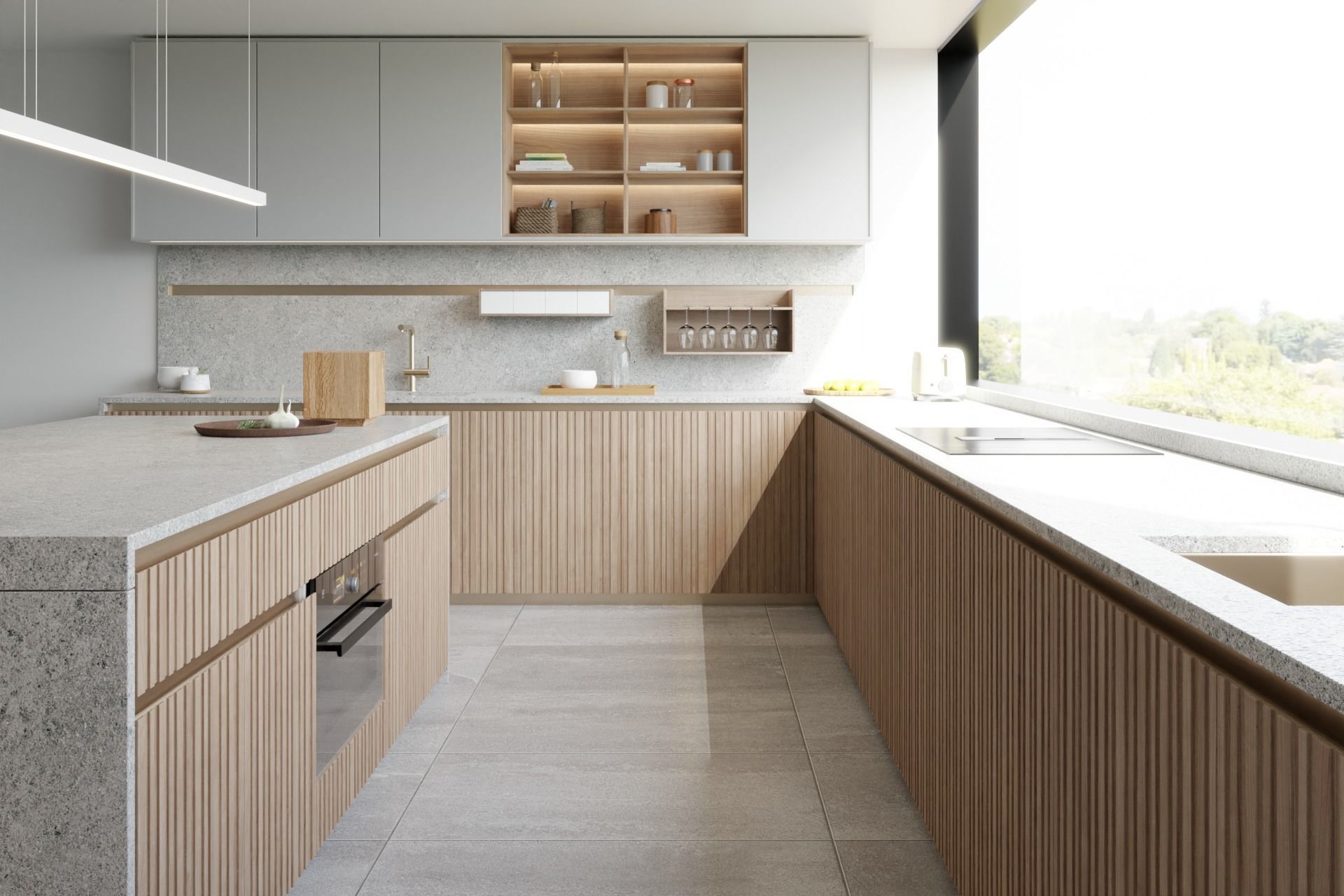 Arclinea Kitchen with Island - Thea with bench 3D model_1