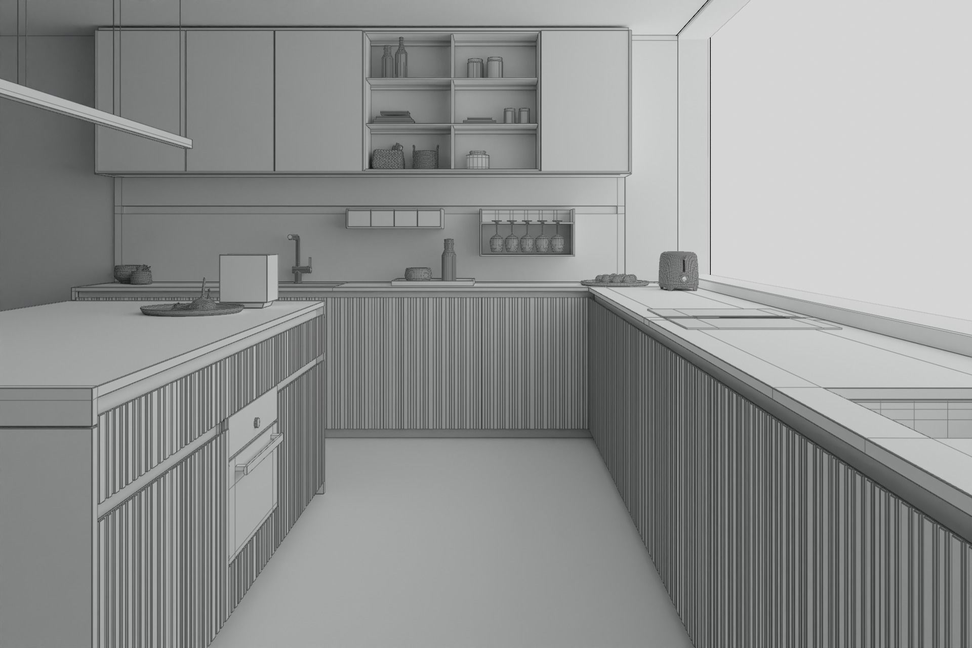 Arclinea Kitchen with Island - Thea with bench 3D model_2