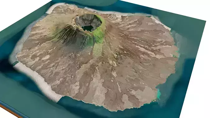 Fernandina Island 3d model terrain Low-poly 3D model
