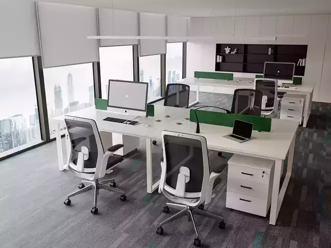 Modern Open Office Interior with Workstations 3D model