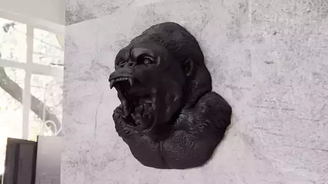 GORILLA HEAD WALL MOUNT STL FILE 3D PRINT
