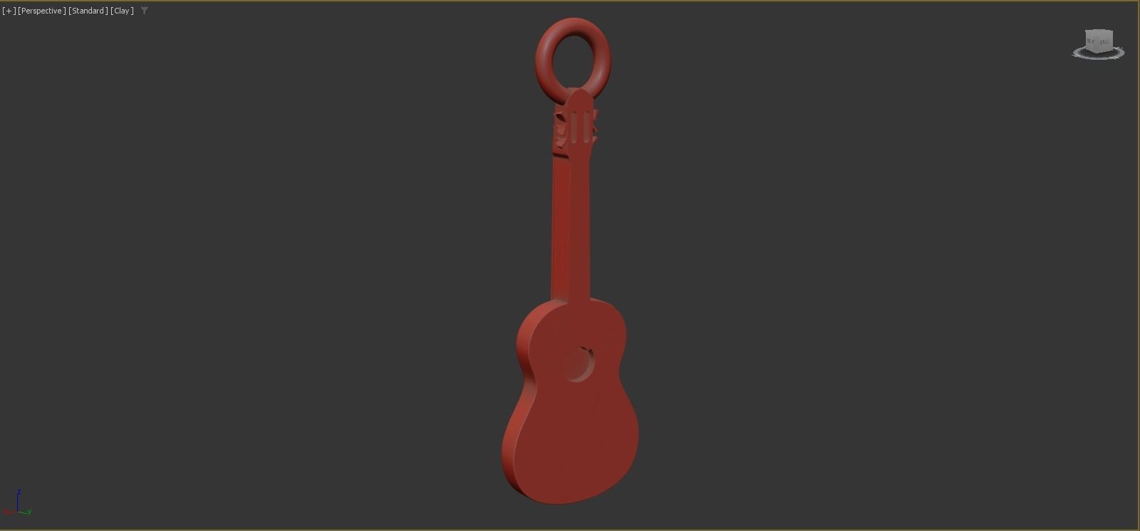 Guitar pendant jewelry gold 3D print model_6