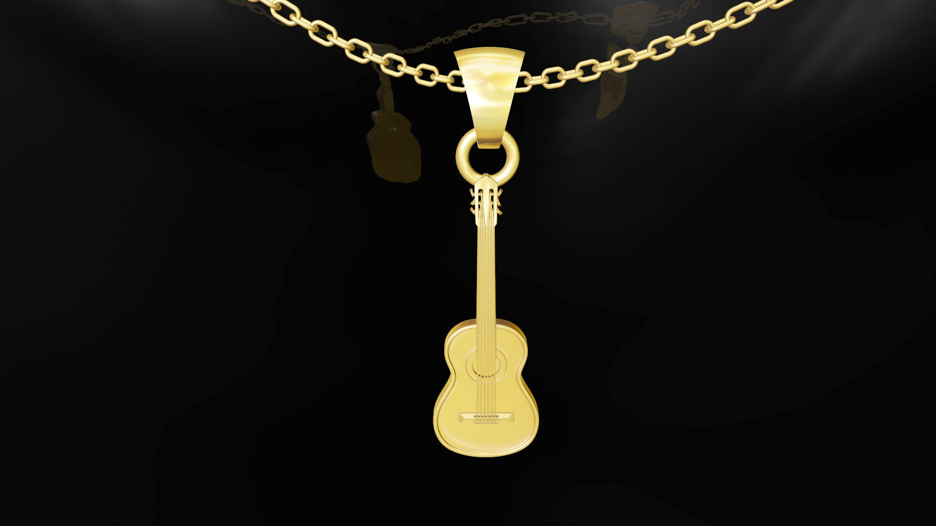 Guitar pendant jewelry gold 3D print model_1