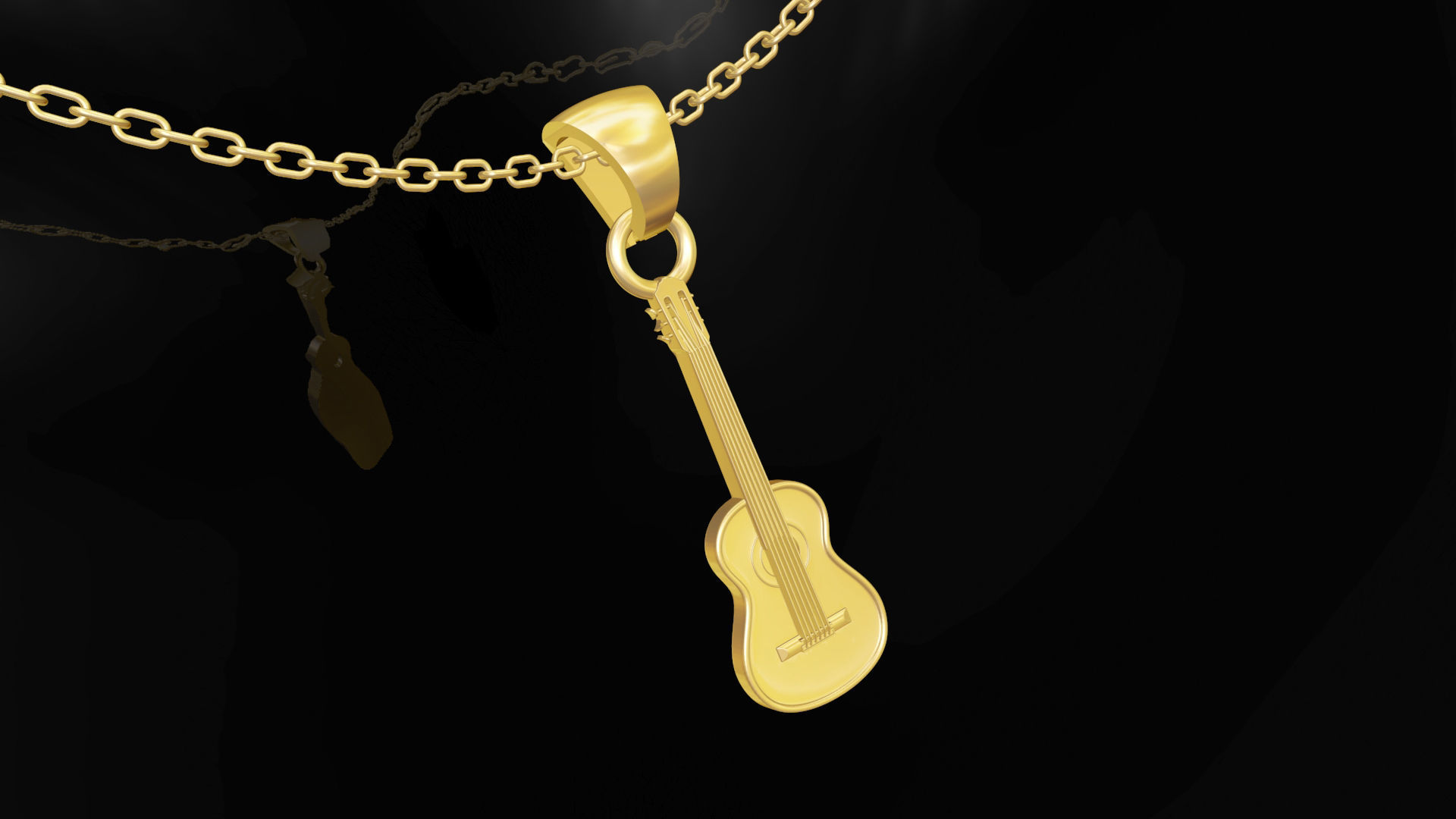 Guitar pendant jewelry gold 3D print model_2