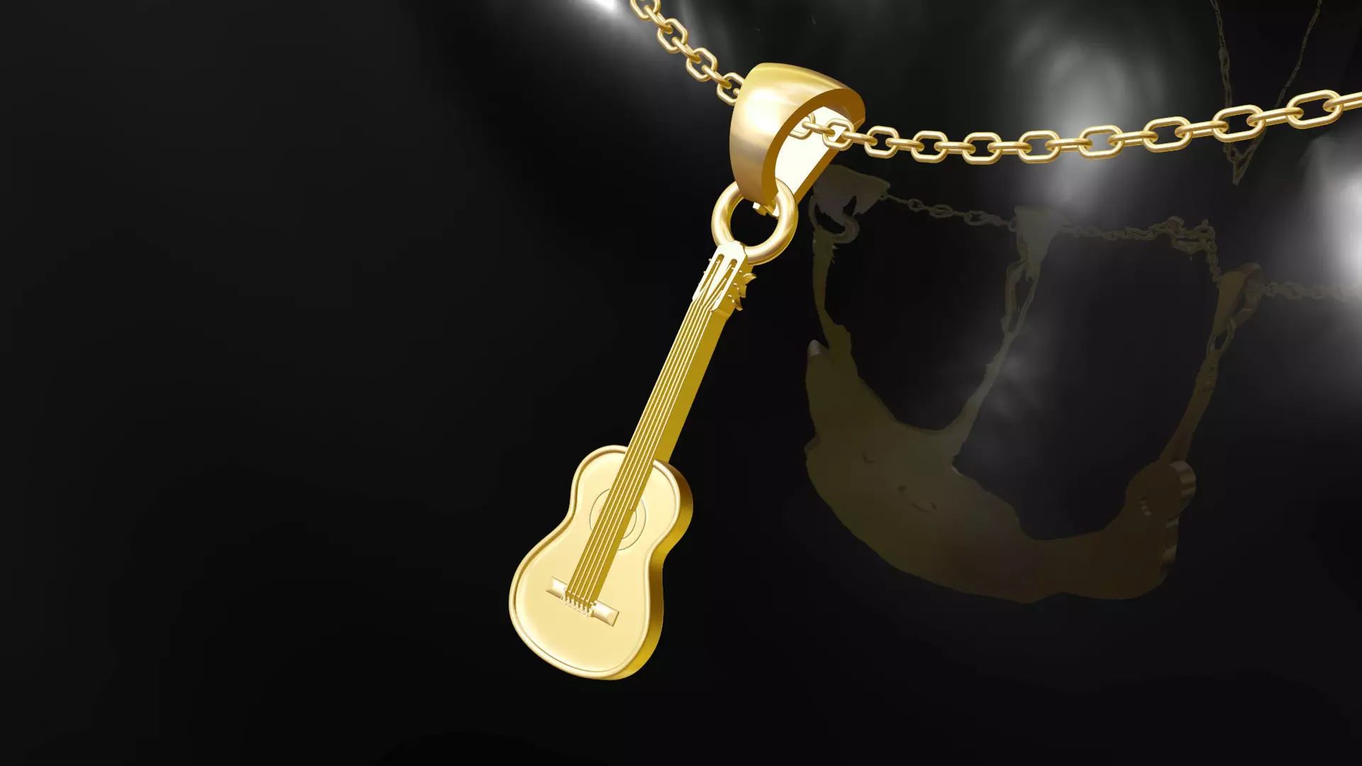 Guitar pendant jewelry gold 3D print model_0