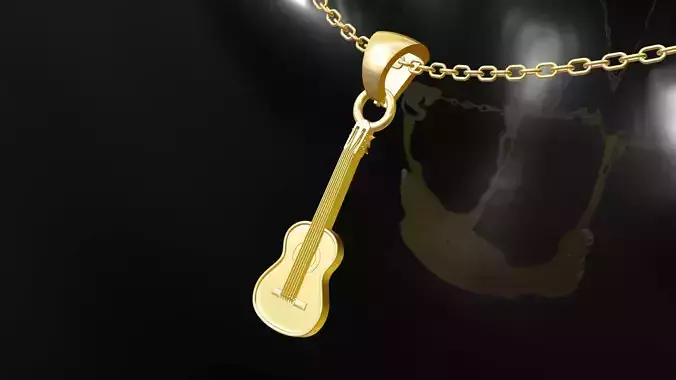 Guitar pendant jewelry gold 3D print model