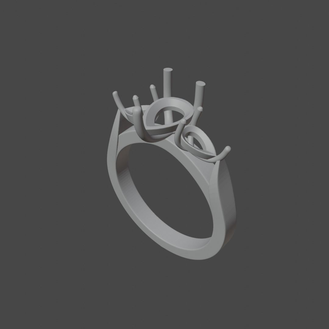 3 Pear shape setting ring 3D print model_5