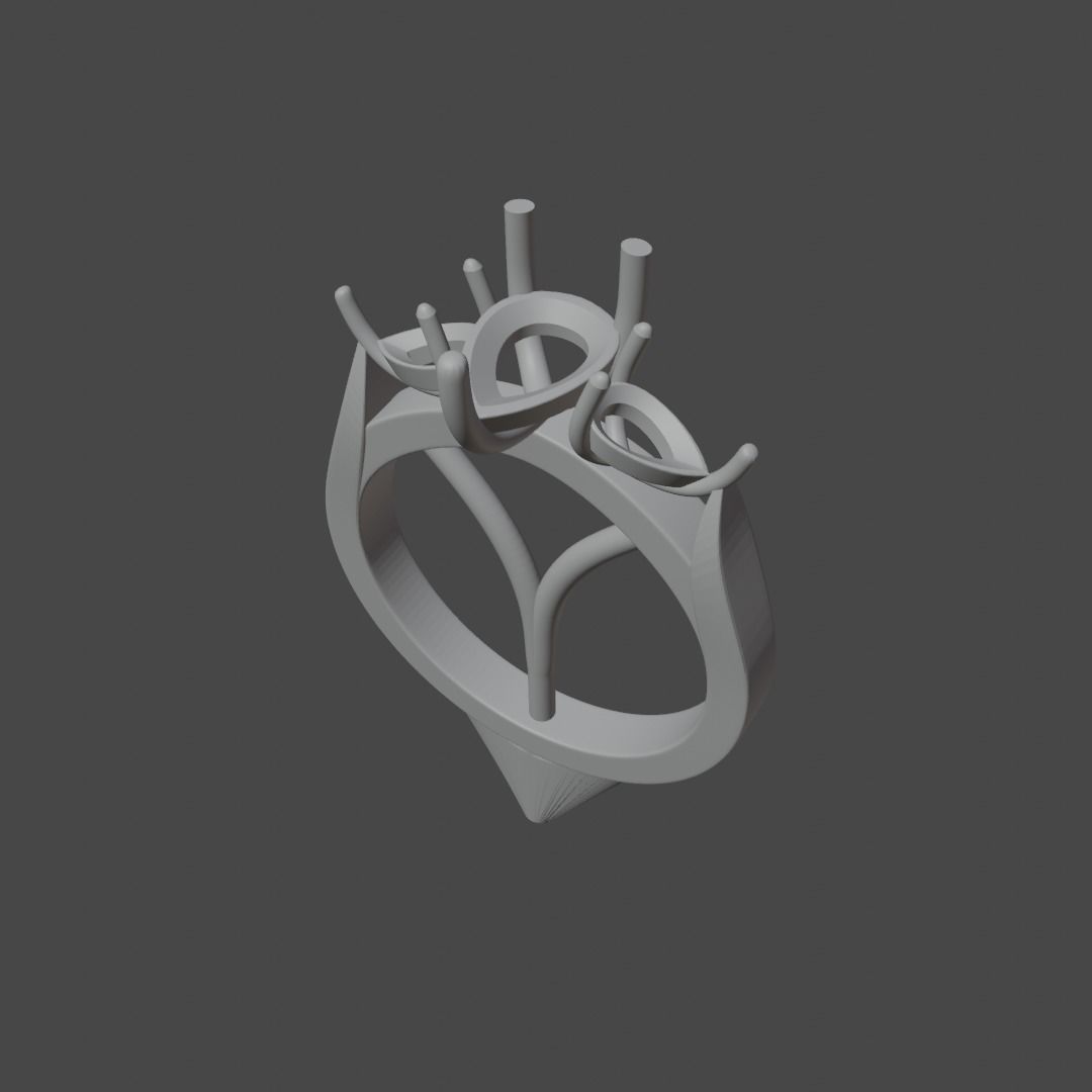 3 Pear shape setting ring 3D print model_6