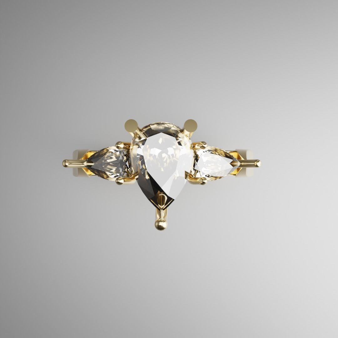 3 Pear shape setting ring 3D print model_3