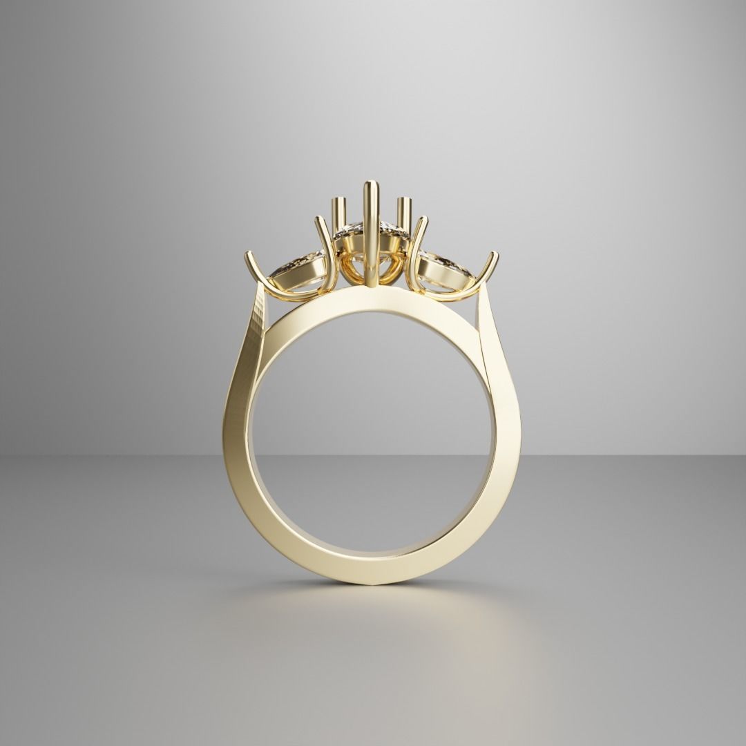 3 Pear shape setting ring 3D print model_1