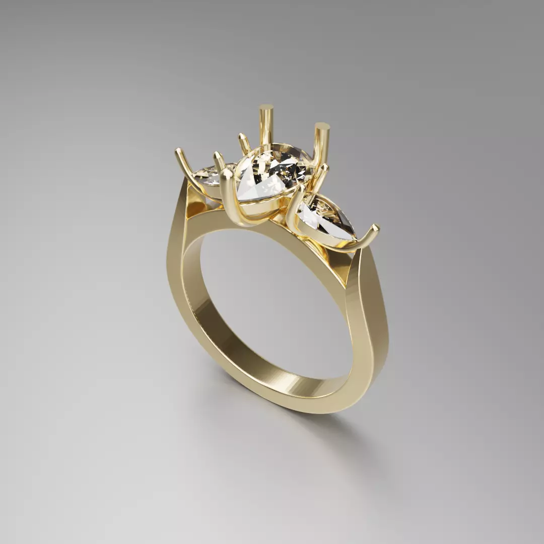 3 Pear shape setting ring 3D print model_0