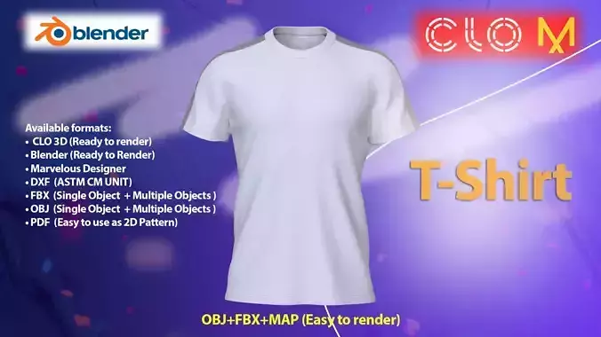 Sporty Round Neck Tee CLO and Marvelous Designer