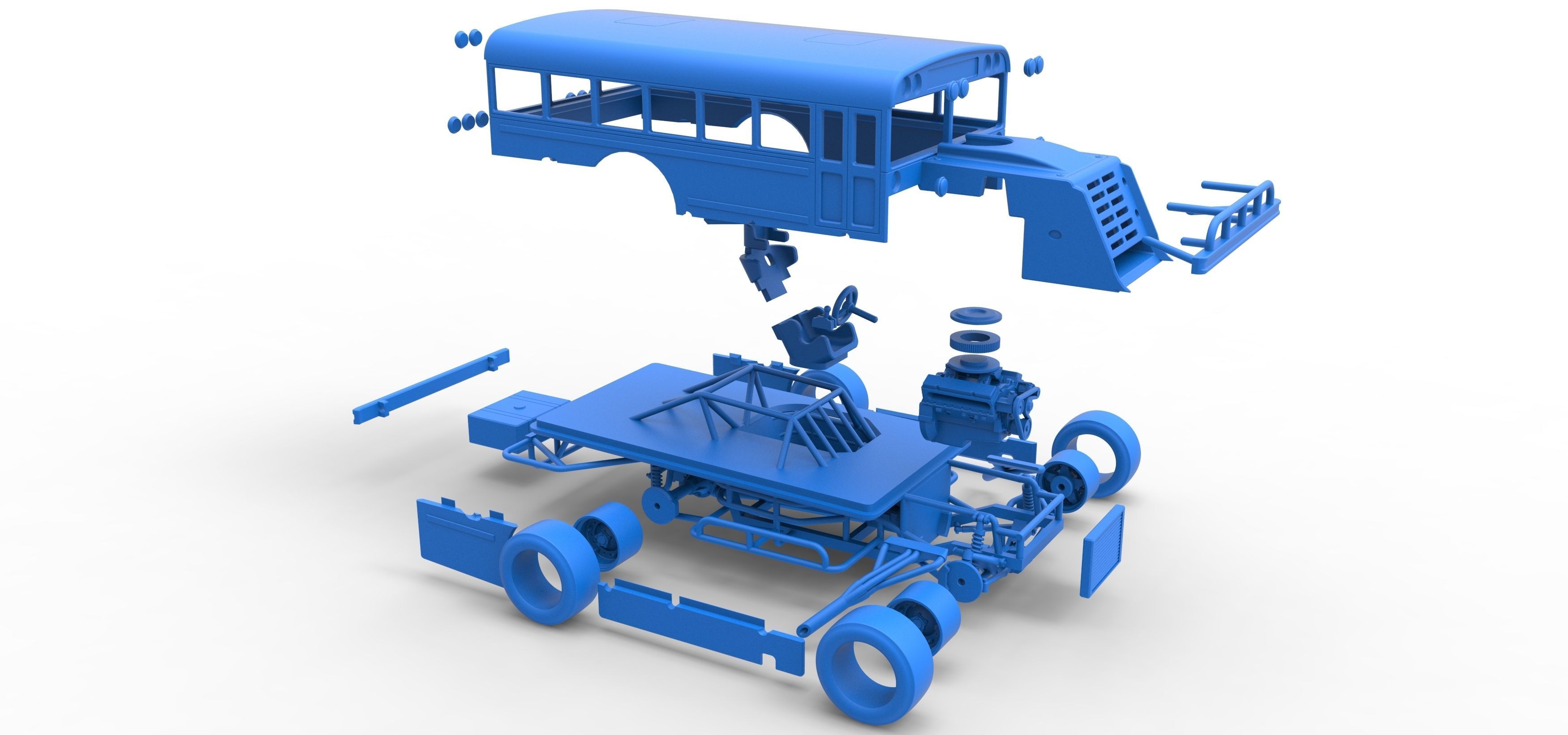 Outlaw Figure 8 Modified stock car as School bus Scale 1 to 25 3D print model_54