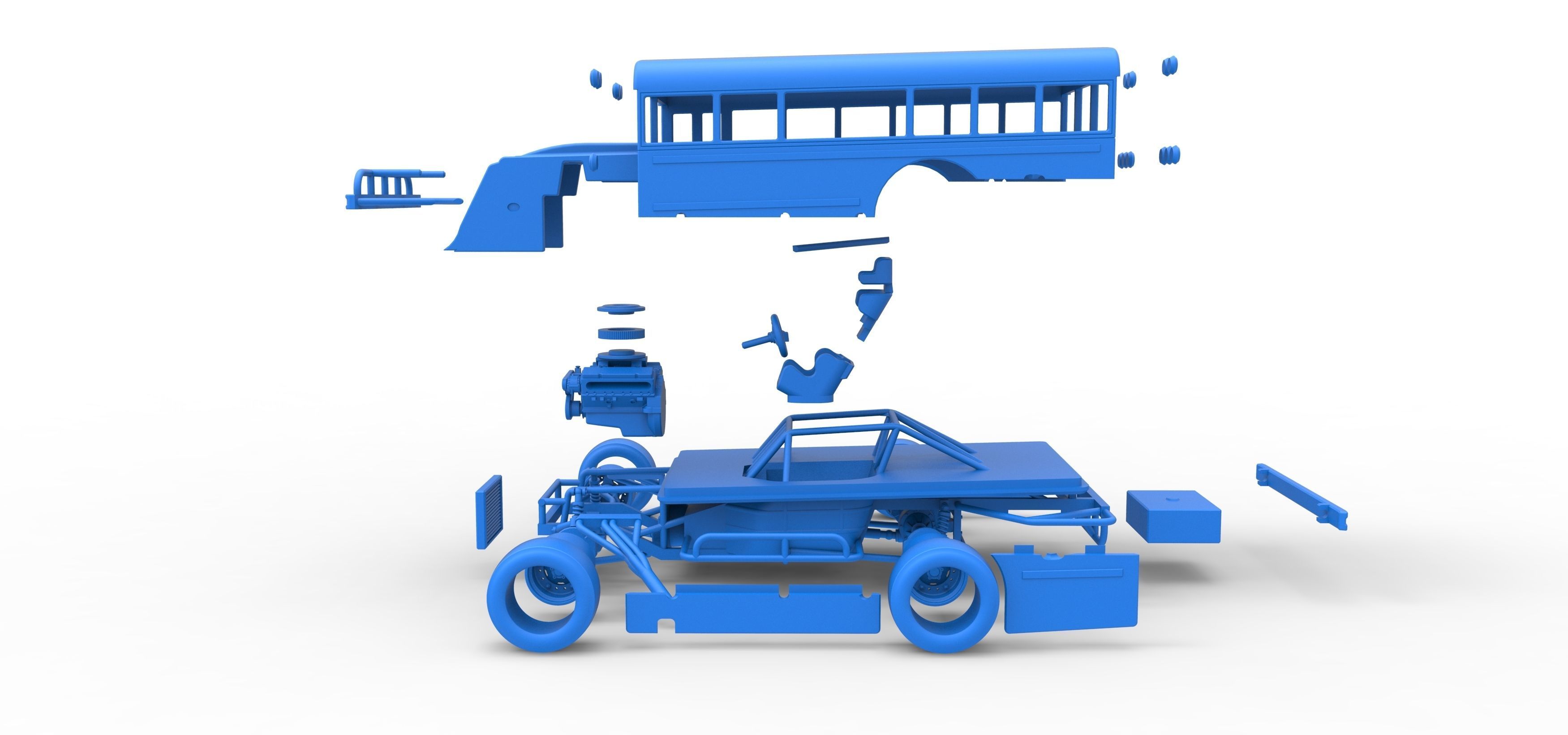 Outlaw Figure 8 Modified stock car as School bus Scale 1 to 25 3D print model_48