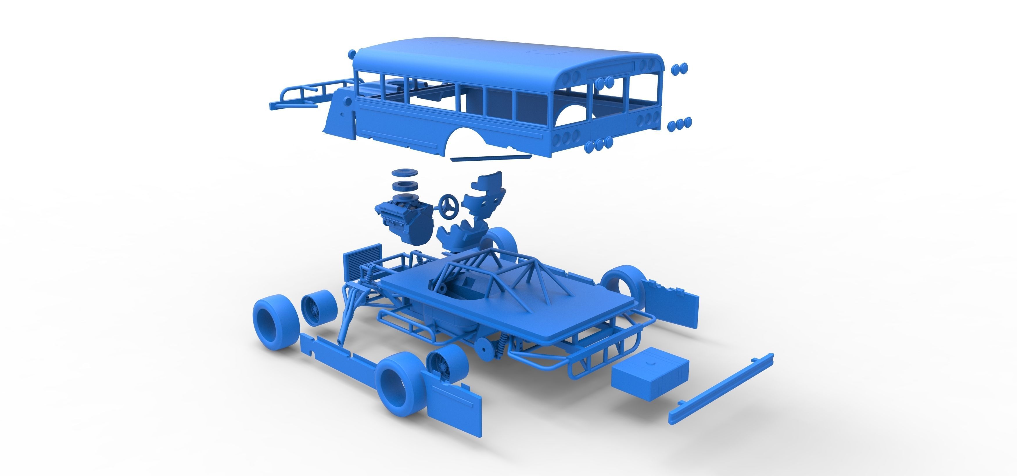 Outlaw Figure 8 Modified stock car as School bus Scale 1 to 25 3D print model_50