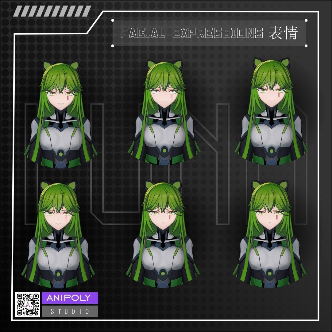 Luna - 3D model character for VRChat Low-poly 3D model_2