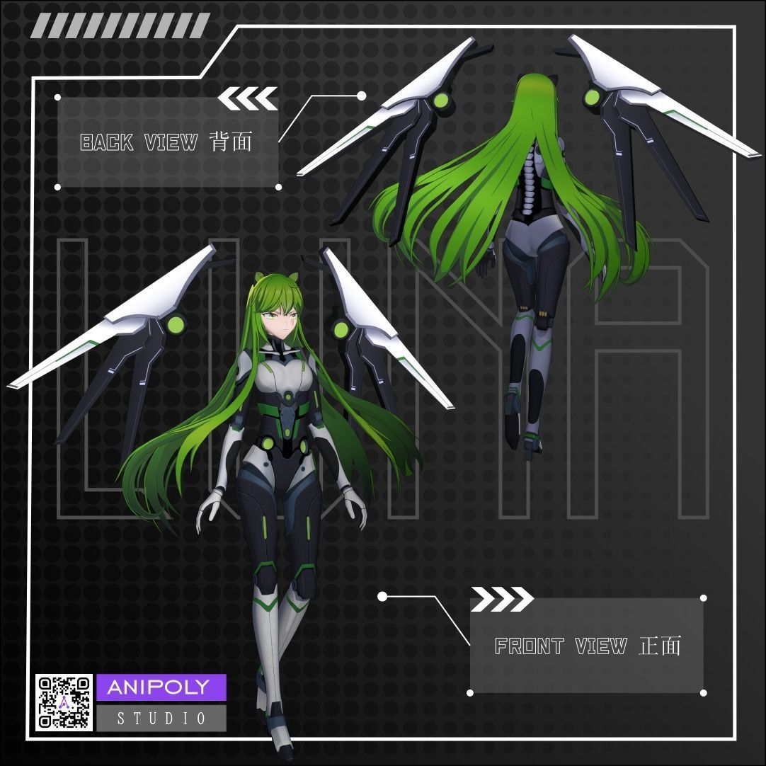 Luna - 3D model character for VRChat Low-poly 3D model_1