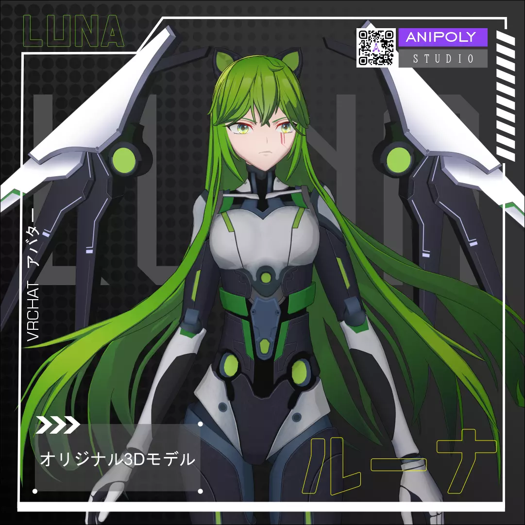 Luna - 3D model character for VRChat Low-poly 3D model_0