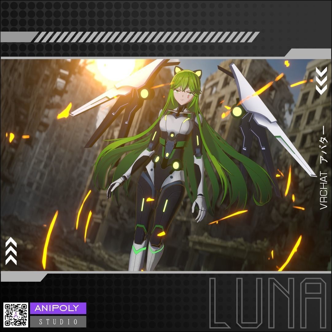 Luna - 3D model character for VRChat Low-poly 3D model_3