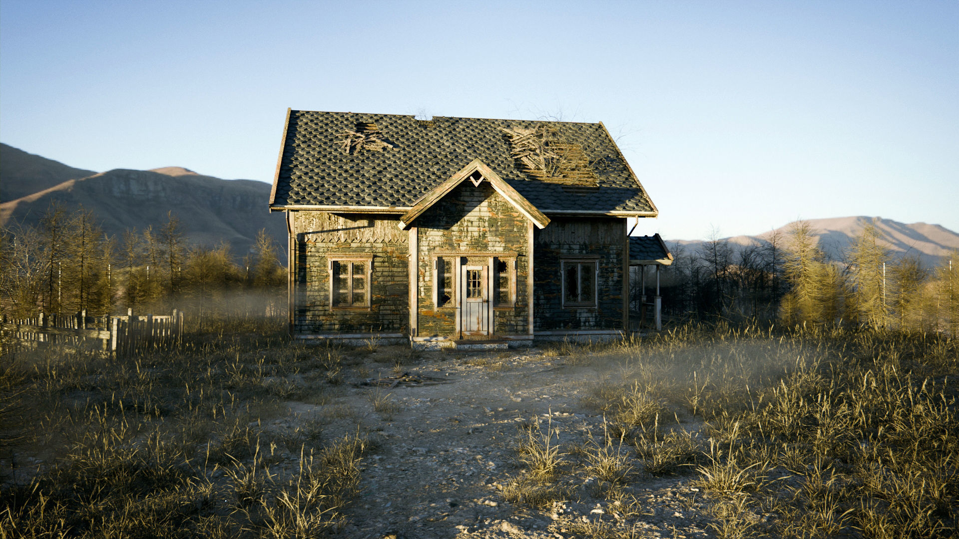 Abandoned Farm Scene Low-poly 3D model_1
