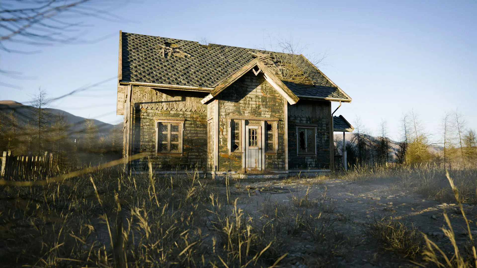 Abandoned Farm Scene Low-poly 3D model_0