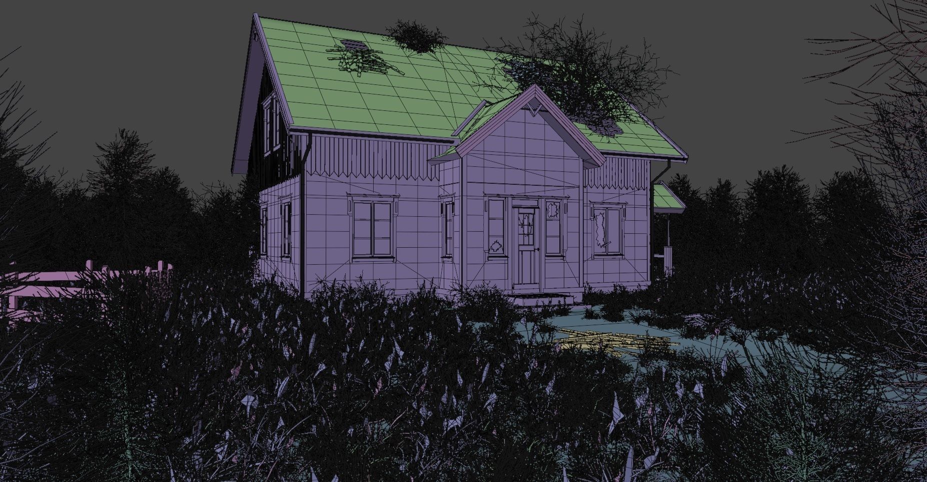 Abandoned Farm Scene Low-poly 3D model_3