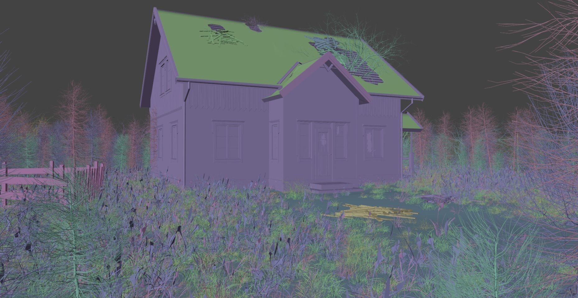 Abandoned Farm Scene Low-poly 3D model_2