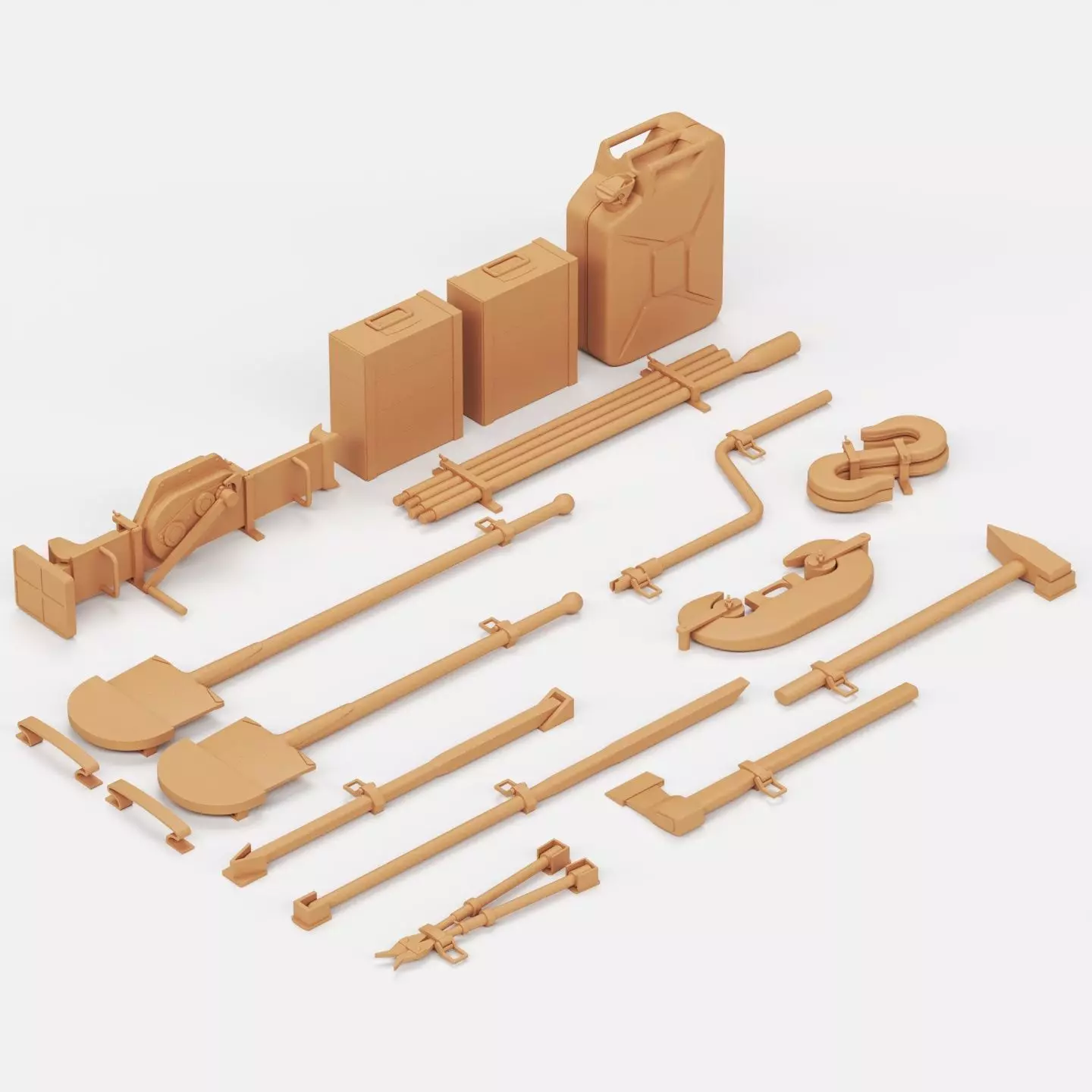 German Panzer tool set 3D print model_0