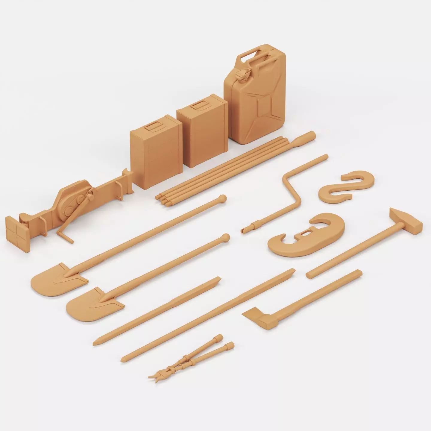 German Panzer tool set 3D print model_1